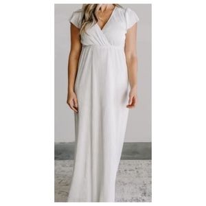 Baltic Born Athena White Pleated Maxi Dress